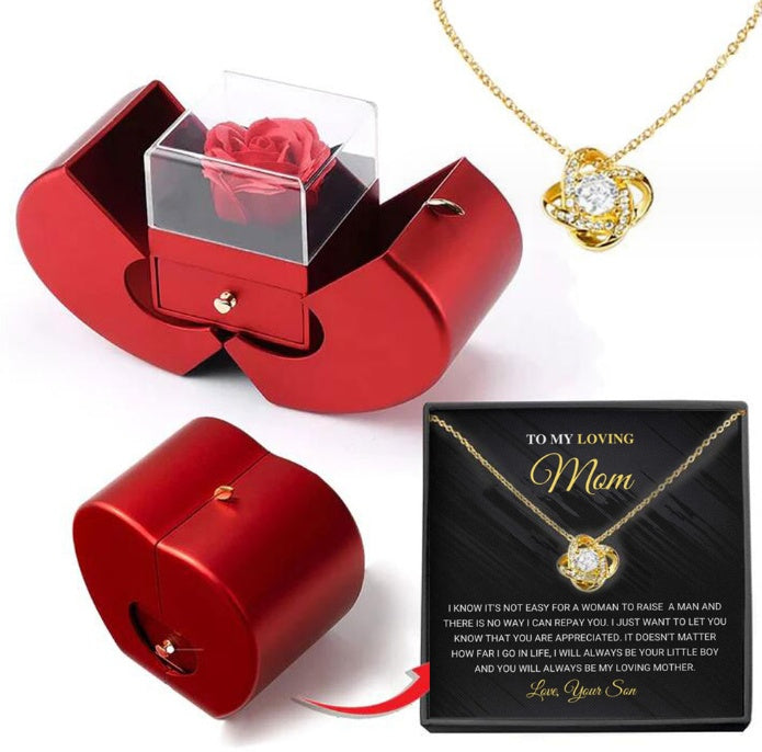 Eternal Rose Apple Jewelry Box — Necklace Gift Set for Women Necklace WISDOM TRYMA Box English F09