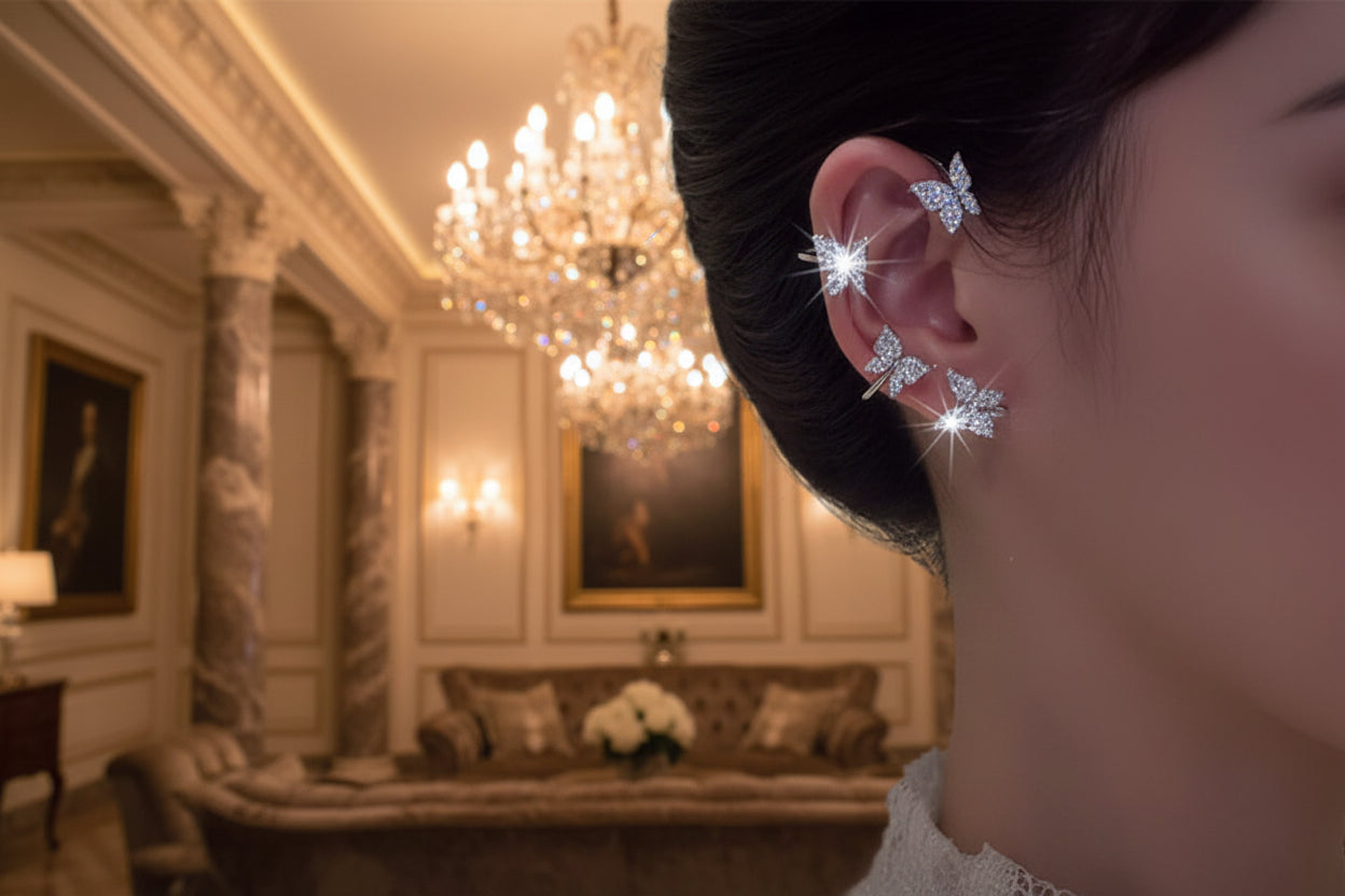 Butterfly Ear Clip & Ear Hook Earrings — Women’s Fashion Jewelry F09