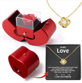 Eternal Rose Apple Jewelry Box — Necklace Gift Set for Women LOVER necklace gold card box English F09
